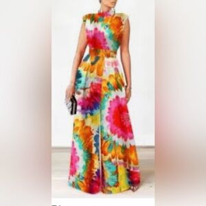 STYLEWE VIBRANT SLEEVELESS WIDE LEG JUMPSUIT